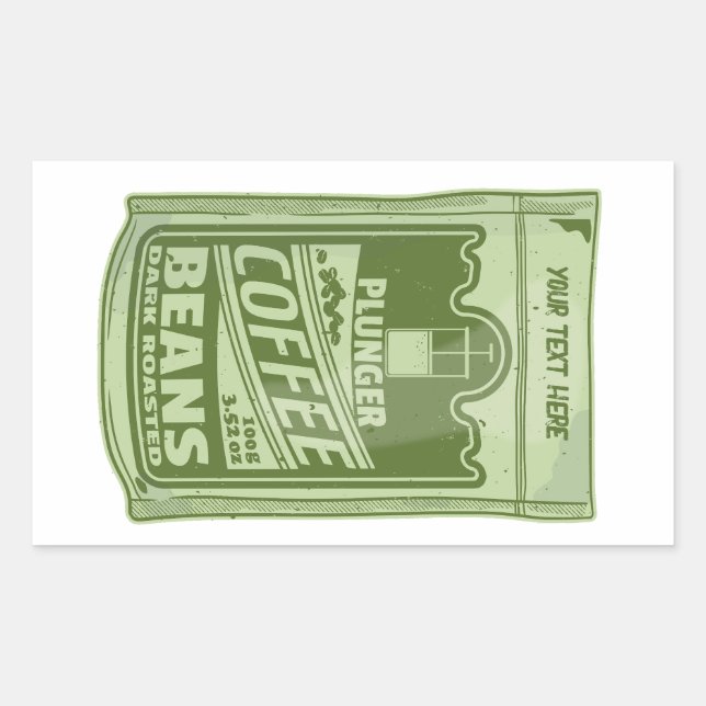 Pegatina Rectangular Ilustracion de empaque de alimentos de café pop de (Anverso)