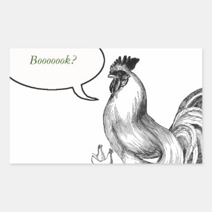 Pegatina Rectangular Ilustracion de gallo de época