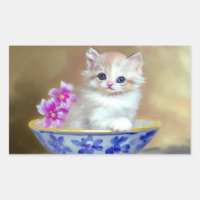 Ilustracion de gatito blanco vintage