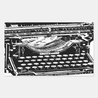 Pegatina Rectangular Ilustracion de máquina de escribir de época