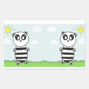 Pegatina Rectangular Ilustración de Panda Adorable
