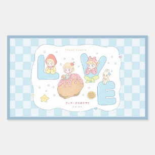 Pegatina Rectangular Ilustración del alfabeto pastel Kawaii de AMOR 💕�