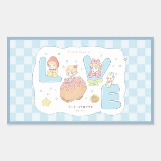 Pegatina Rectangular Ilustración del alfabeto pastel Kawaii de AMOR 💕�