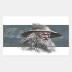 Pegatina Rectangular Ilustracion Gandalf