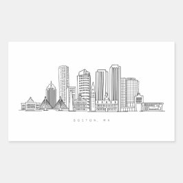 Pegatina Rectangular Ilustracion minimalista de la ciudad de Boston
