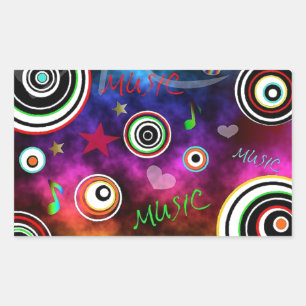 Pegatina Rectangular Ilustracion musical colorido