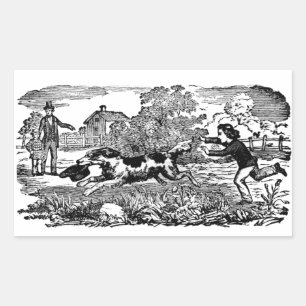 Pegatina Rectangular Ilustración victoriana de arte de mascota antigua 
