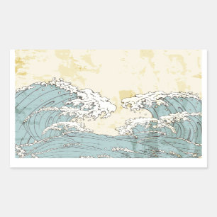 Pegatina Rectangular Imagen de Guay con olas de océano azul