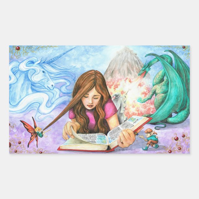 Pegatina Rectangular Imaginación (Anverso)