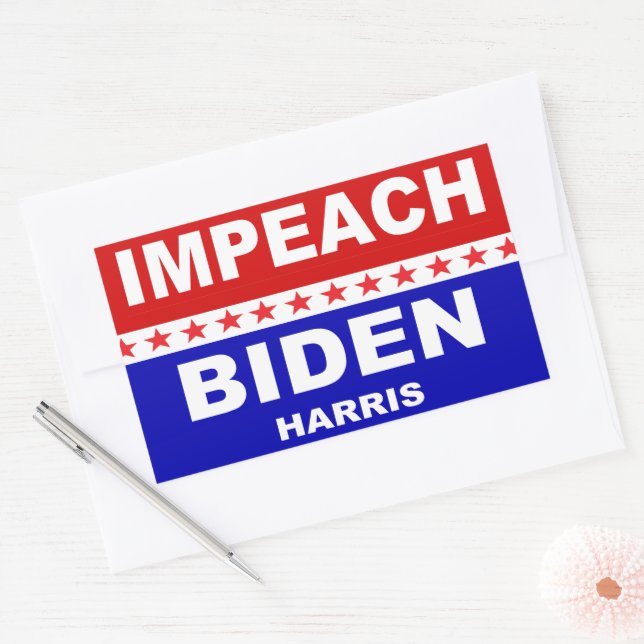 Pegatina Rectangular Impeach Biden Harris (Sobre)