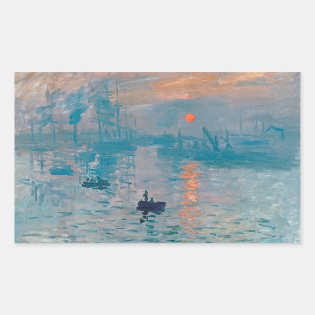 Pegatina Rectangular Impresión Amanecer Claude Monet  (Anverso)