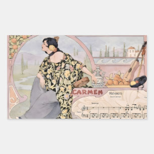 Pegatina Rectangular Impresión Art Nouveau Carmen Habanera – Ópera Vint