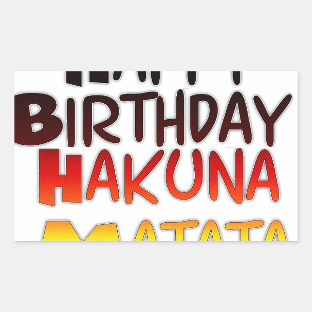 Pegatina Rectangular Impresión artística de cumpleaños alemán Hakuna Ma (Anverso)