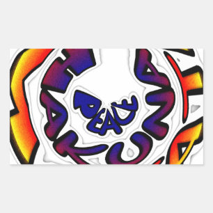 Pegatina Rectangular Impresión circular de arte "Peace Hakuna Matata"