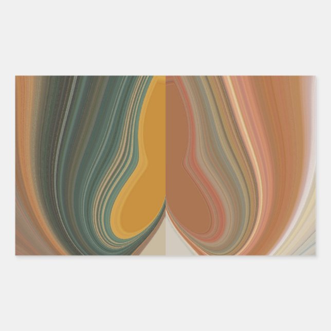 Pegatina Rectangular Impresión de arte abstracto retro (Anverso)