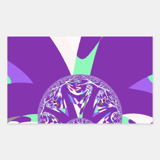 Pegatina Rectangular Impresión de arte azul cian kaleidoscope (Anverso)