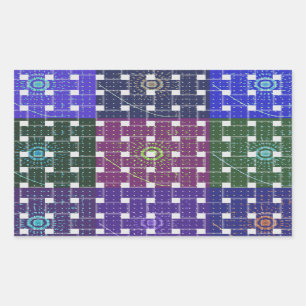 Pegatina Rectangular Impresión de arte azul y púrpura