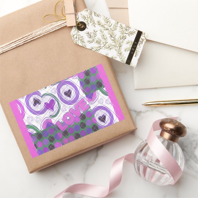 Pegatina Rectangular Impresión de arte con motivo de amor (Regalar)