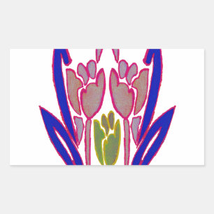 Pegatina Rectangular Impresión de arte de acuarela Rosa elegante