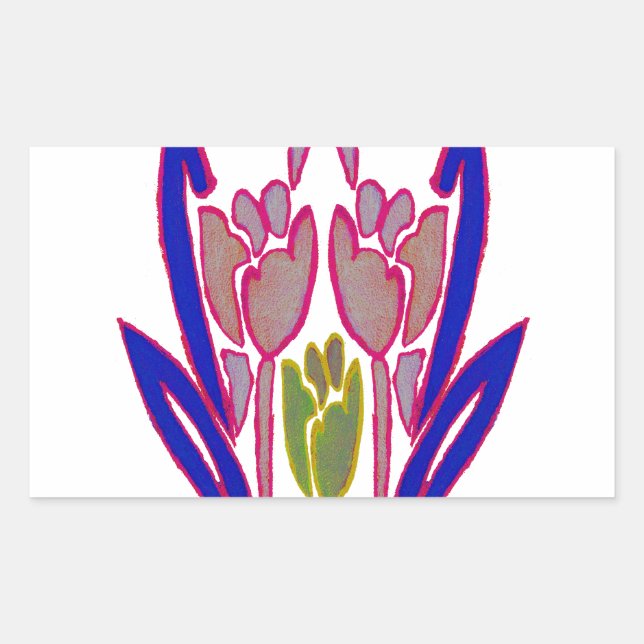 Pegatina Rectangular Impresión de arte de acuarela Rosa elegante (Anverso)