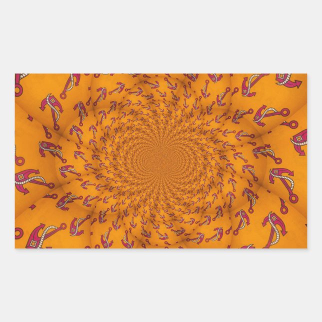Pegatina Rectangular Impresión de arte de ancla Kaleidoscope (Anverso)