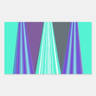 Pegatina Rectangular Impresión de arte de Chevron azul morado cian con 