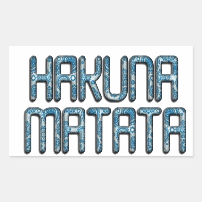 Pegatina Rectangular Impresión de arte de Hakuna Matata 3D (Anverso)