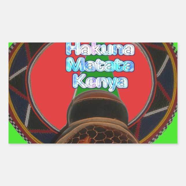 Pegatina Rectangular Impresión de arte de Hakuna Matata en Kenia (Anverso)