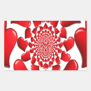 Pegatina Rectangular Impresión de arte de patrones románticos de corazo