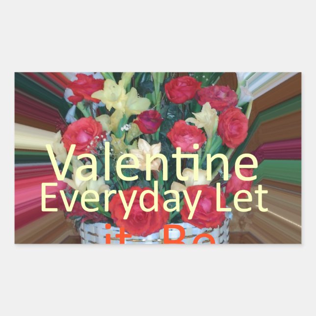 Pegatina Rectangular Impresión de arte el día de San Valentín (Anverso)