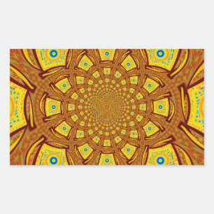 Pegatina Rectangular Impresión de arte en Kaleidoscope dorado