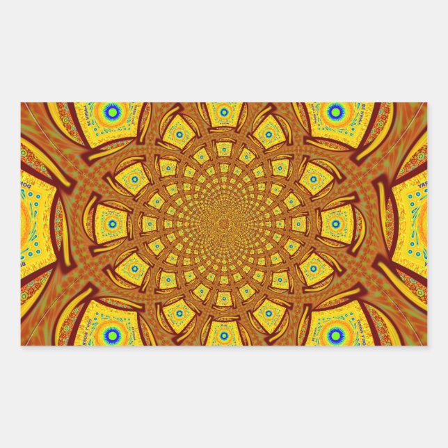 Pegatina Rectangular Impresión de arte en Kaleidoscope dorado (Anverso)