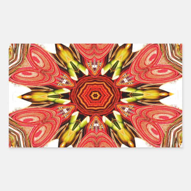 Pegatina Rectangular Impresión de arte floral Doodle (Anverso)