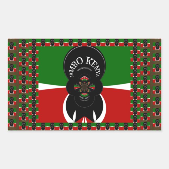 Pegatina Rectangular Impresión de arte Jambo Kenya (Anverso)
