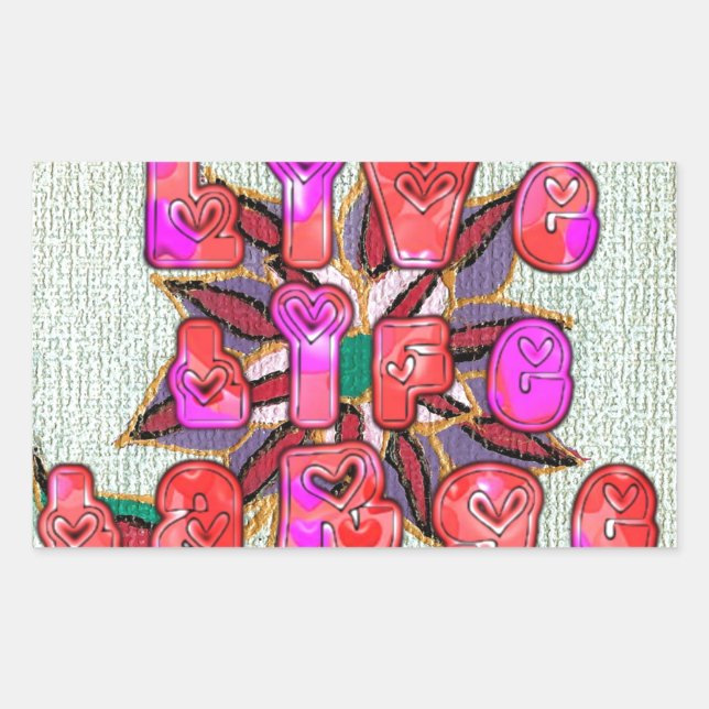 Pegatina Rectangular Impresión de arte "Live Life Large" (Anverso)