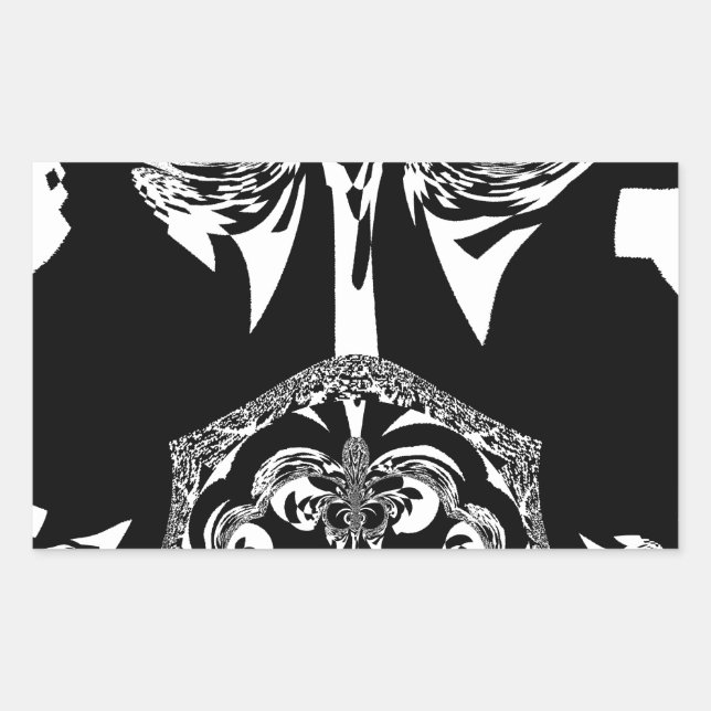 Pegatina Rectangular Impresión de arte negro y blanco en África (Anverso)