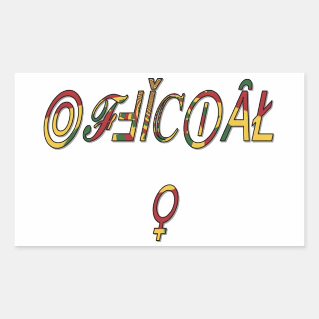 Pegatina Rectangular Impresión de arte "OFICIAL" de símbolo femenino in (Anverso)