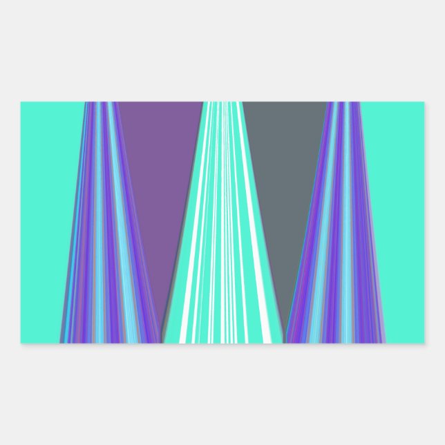 Pegatina Rectangular Impresión de arte para Chevron cian azul Edgy Blue (Anverso)