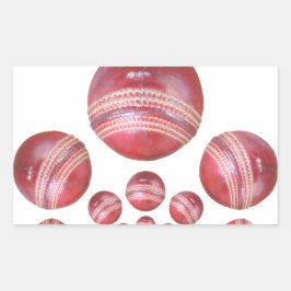 Pegatina Rectangular Impresión de bolas de cricket para aficionados al