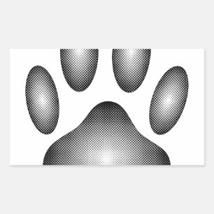 Pegatina Rectangular Impresión de garras de perro en gradientes blancos