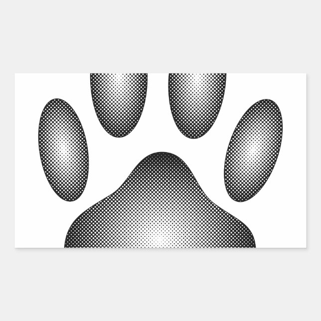 Pegatina Rectangular Impresión de garras de perro en gradientes blancos (Anverso)
