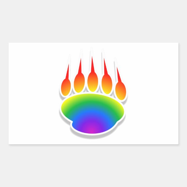 Pegatina Rectangular Impresión de la hoja del oso arcoiris (Anverso)