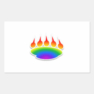 Pegatina Rectangular Impresión de la hoja del oso arcoiris