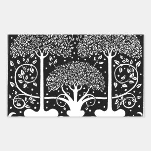 Pegatina Rectangular Impresión de patrón de árbol Art Nouveau de Aubrey