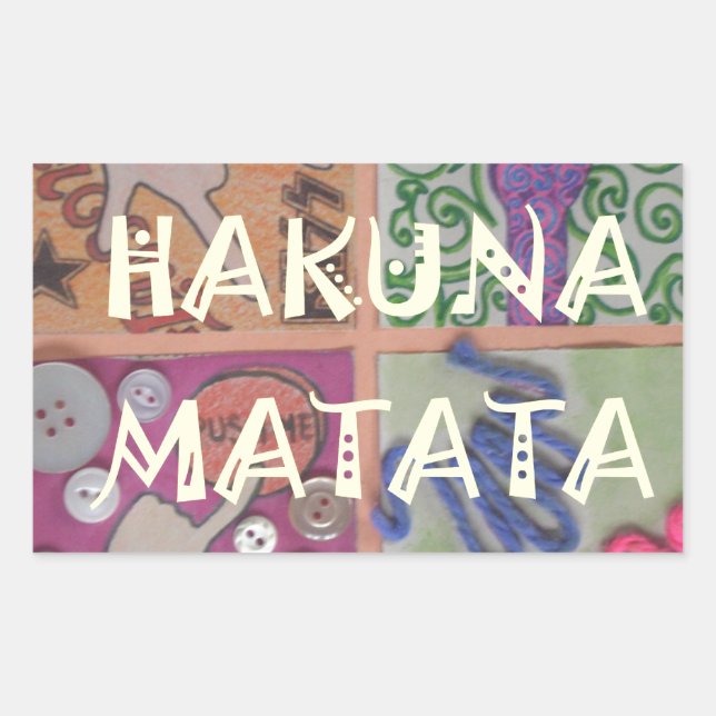 Pegatina Rectangular Impresión de Rótulo Hakuna Matata (Anverso)