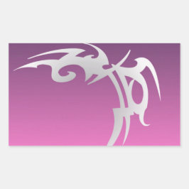 Pegatina Rectangular Impresión de tatuajes blancos en gradiente púrpura