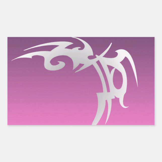 Pegatina Rectangular Impresión de tatuajes blancos en gradiente púrpura (Anverso)