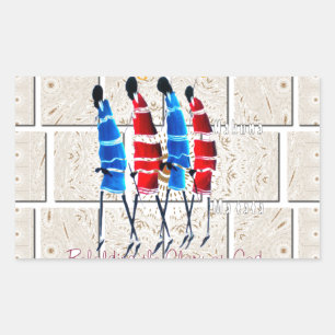 Pegatina Rectangular Impresión del arte cristiano masái morans