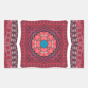 Pegatina Rectangular Impresión del arte del patrón de Ajrak tradicional