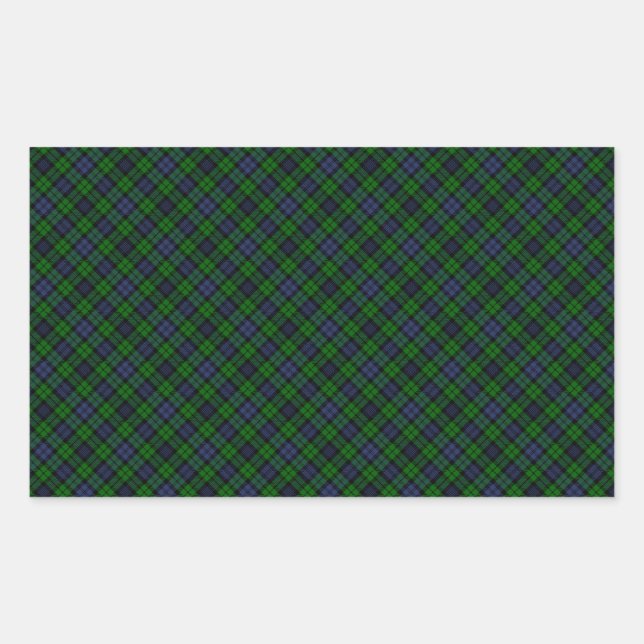 Pegatina Rectangular Impresión diseñada por Campbell Clan Tartan (Anverso)